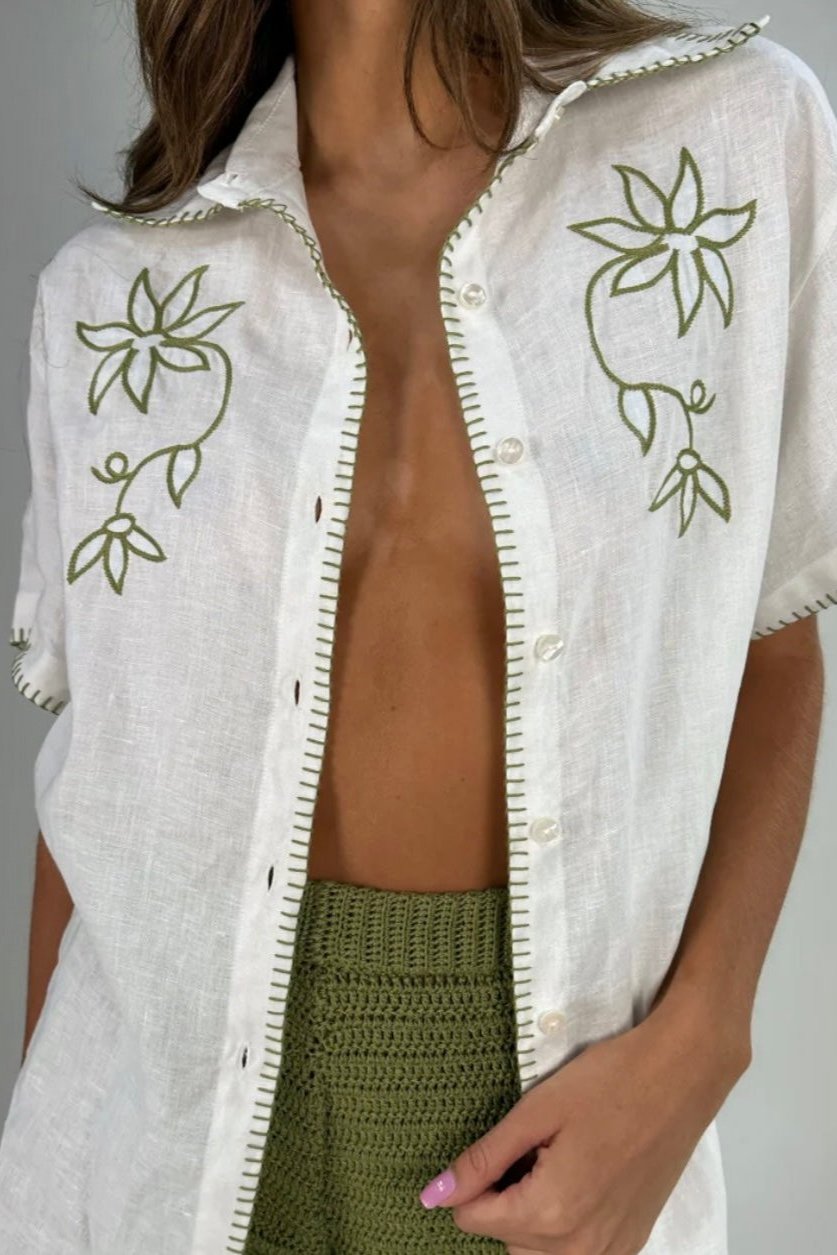 CAMISA DE LINO BORDADA