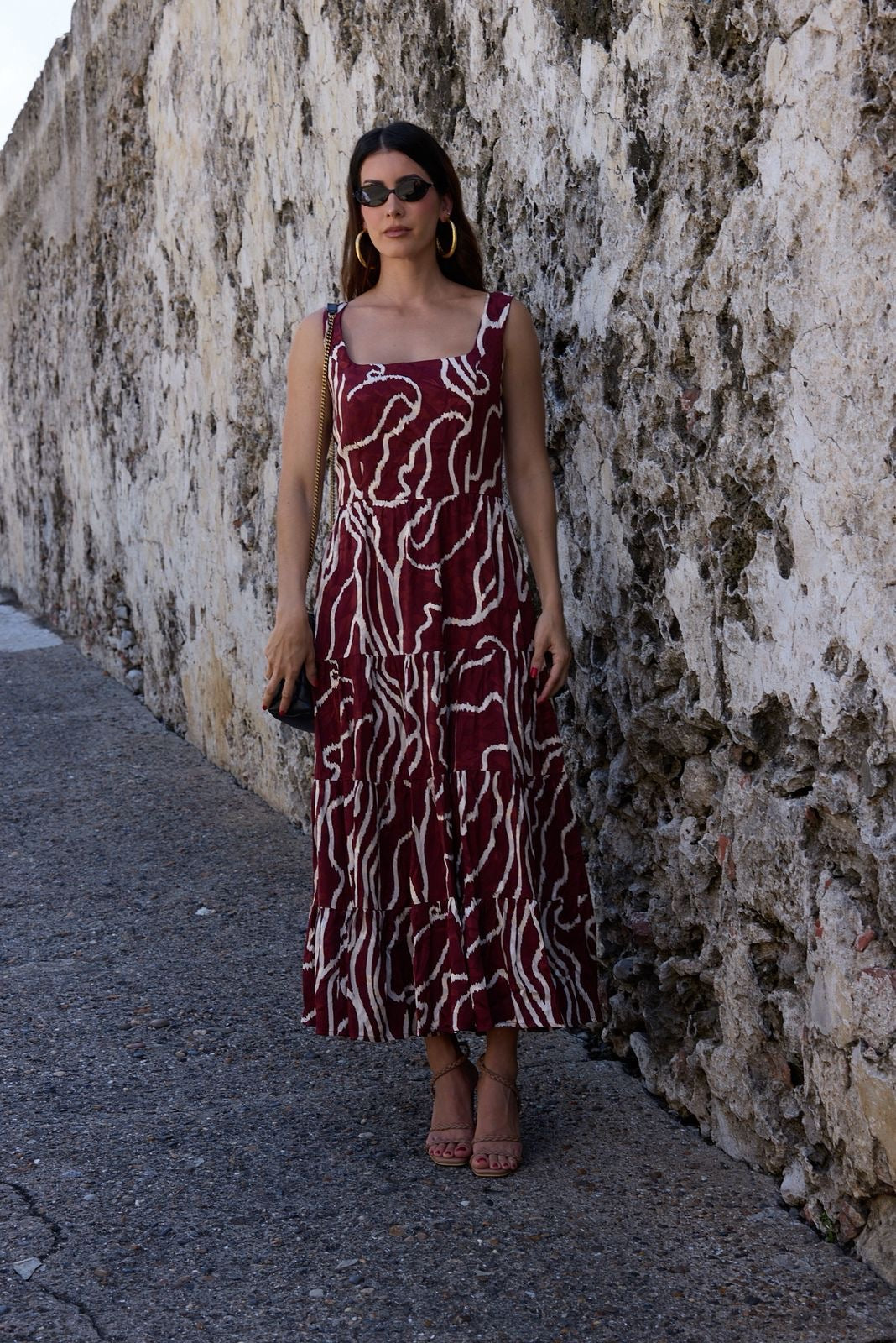 VESTIDO VINO TINTO MIDI
