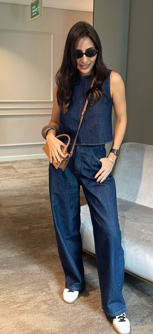 SET JEANS TOP ABIERTO ESPALDA