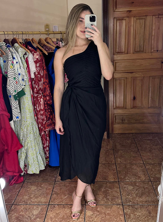 VESTIDO ALFORZAS NEGRO