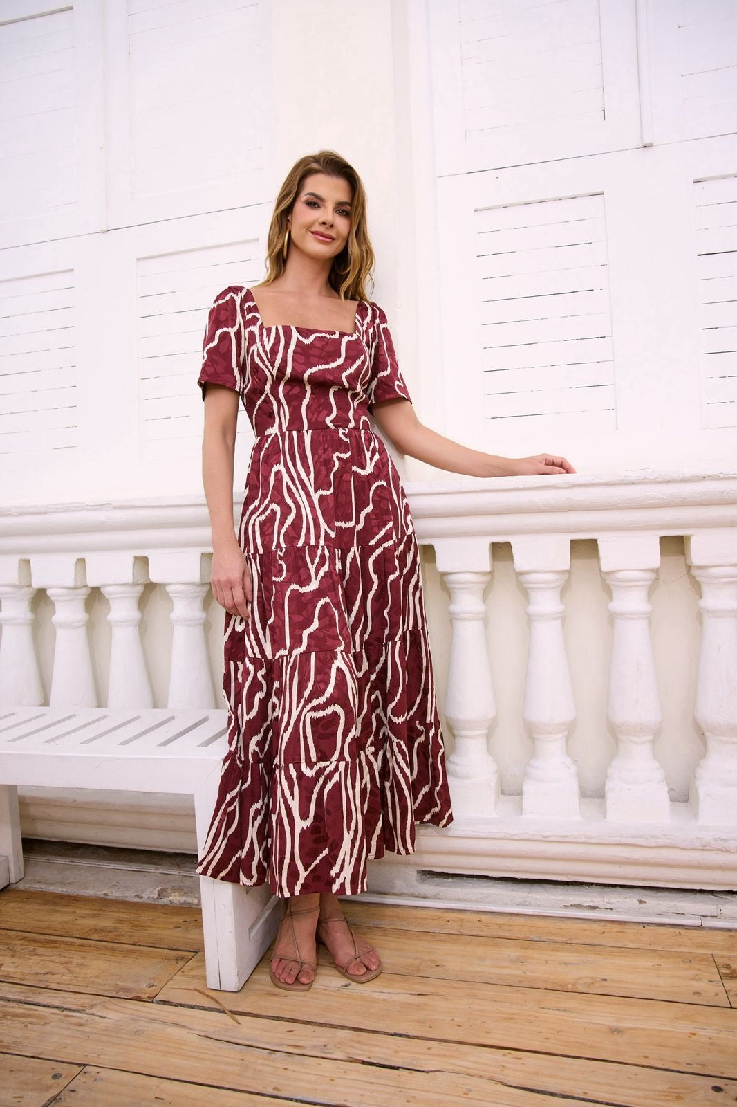 VESTIDO VINO TINTO MANGAS