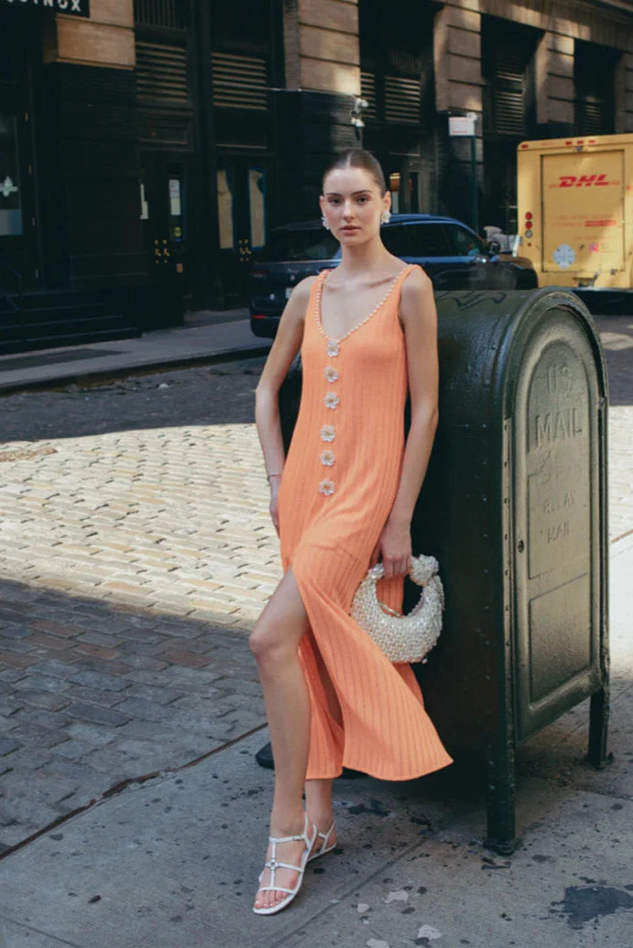 VESTIDO EDITH NARANJA BRILLO