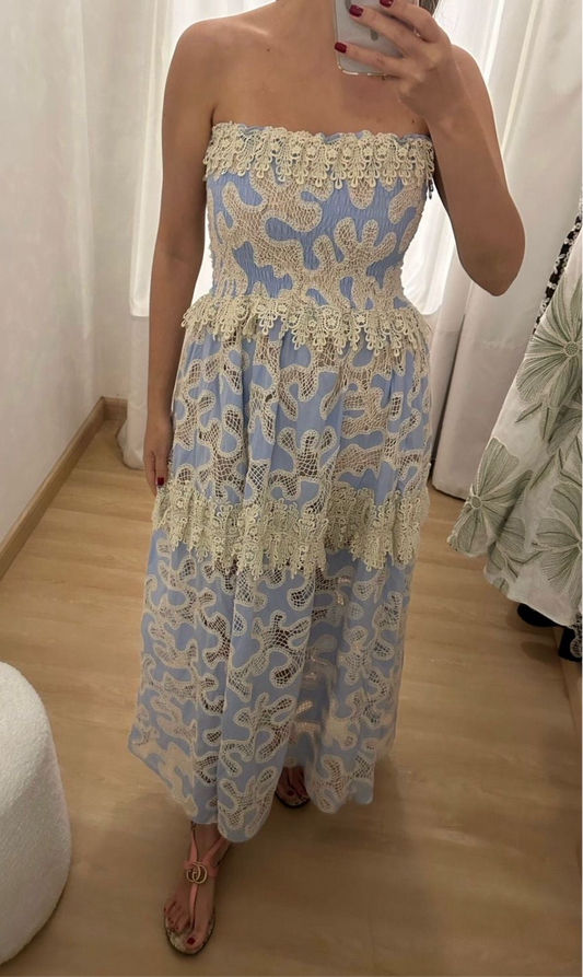 VESTIDO STRAPLESS BABY BLUE